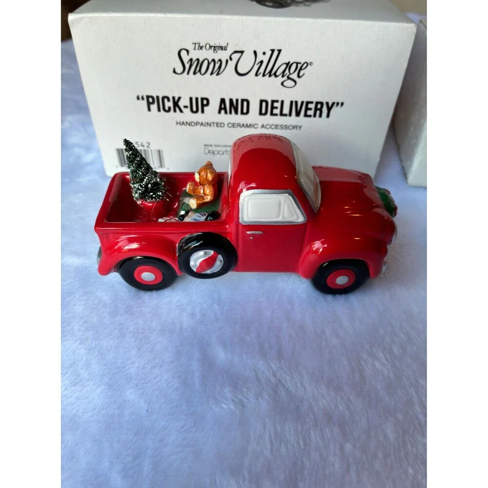 Vintage Department 56 Snow Village | Hand Painted Ceramic Pick-Up & Cadillac